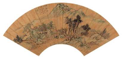 吕养泉 甲戌（1874年）作 山水 扇面